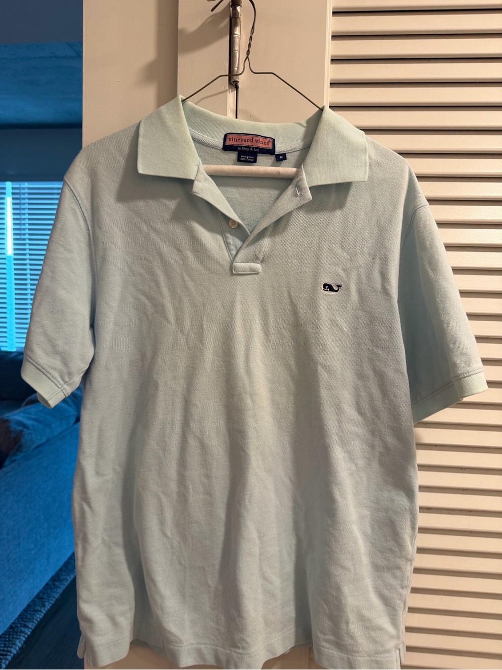 Vineyard Vines Men’s Pale Blue Polo with Whale Logo